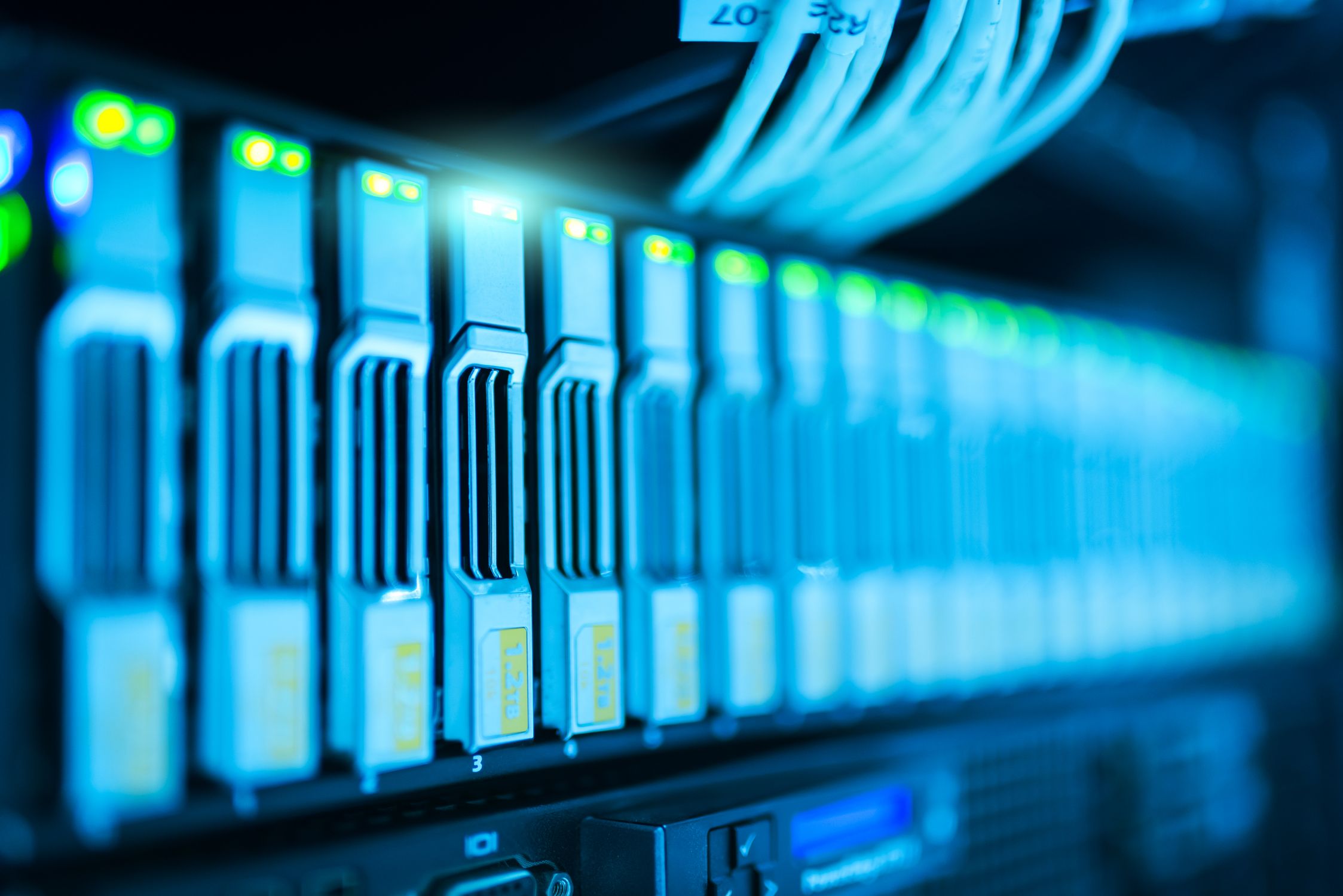Server rack with glowing LED lights representing Googlebot crawl budget optimization